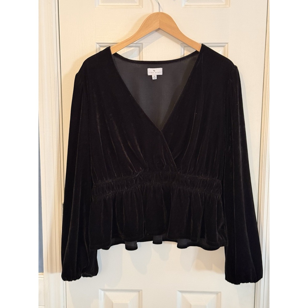 true‎ craft  Black Smocked Waist Babydoll Formal Blouse Size 1X Whimsygoth Boho